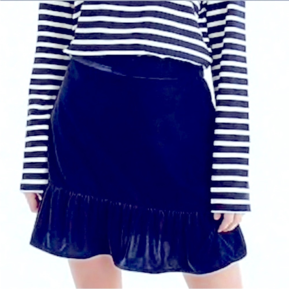 I. Crew Blue Velvet Skirt, Like New